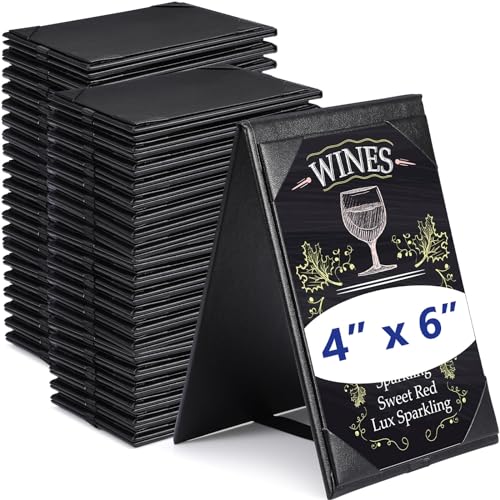 Gerrii 40 Pack Leather Table Tents Double Sided Menu Holders, 4 x 6 Inch