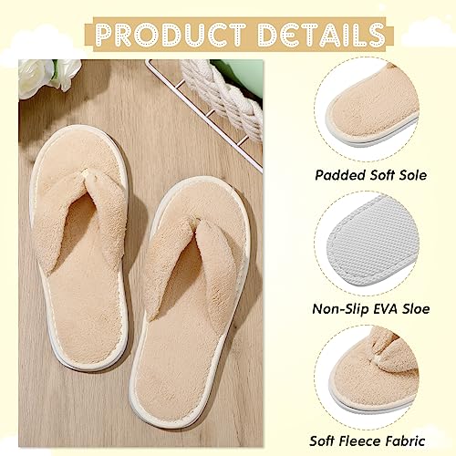 Image of Unittype 10 Pairs Spa Slippers Flip Flops Thong Sandal Slippers Soft Coral Fleece for House Guest Hotel