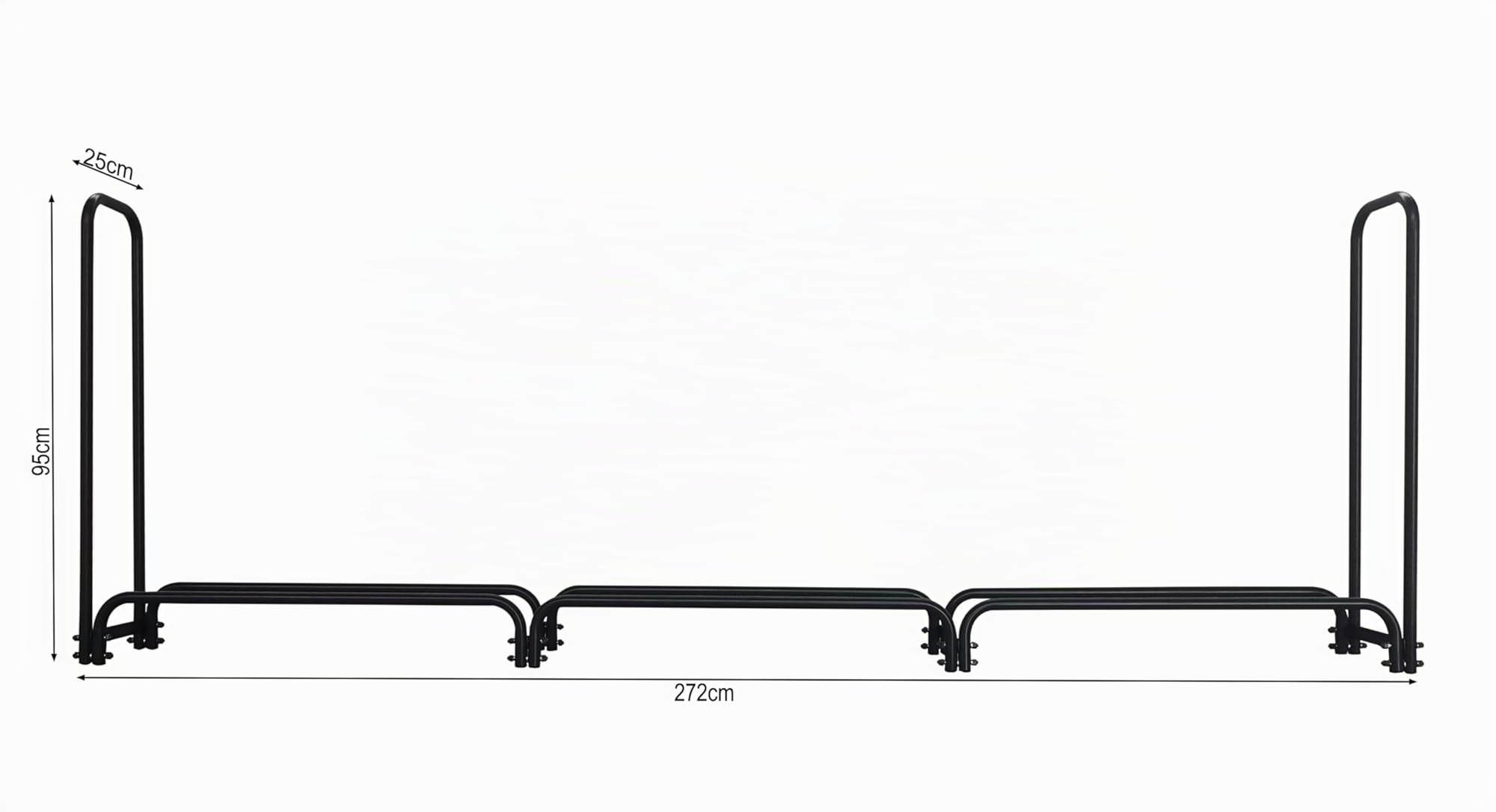 Scaffale in metallo per legna da ardere 272 x 25 x 95 cm con custodia protettiva 1,0 m³