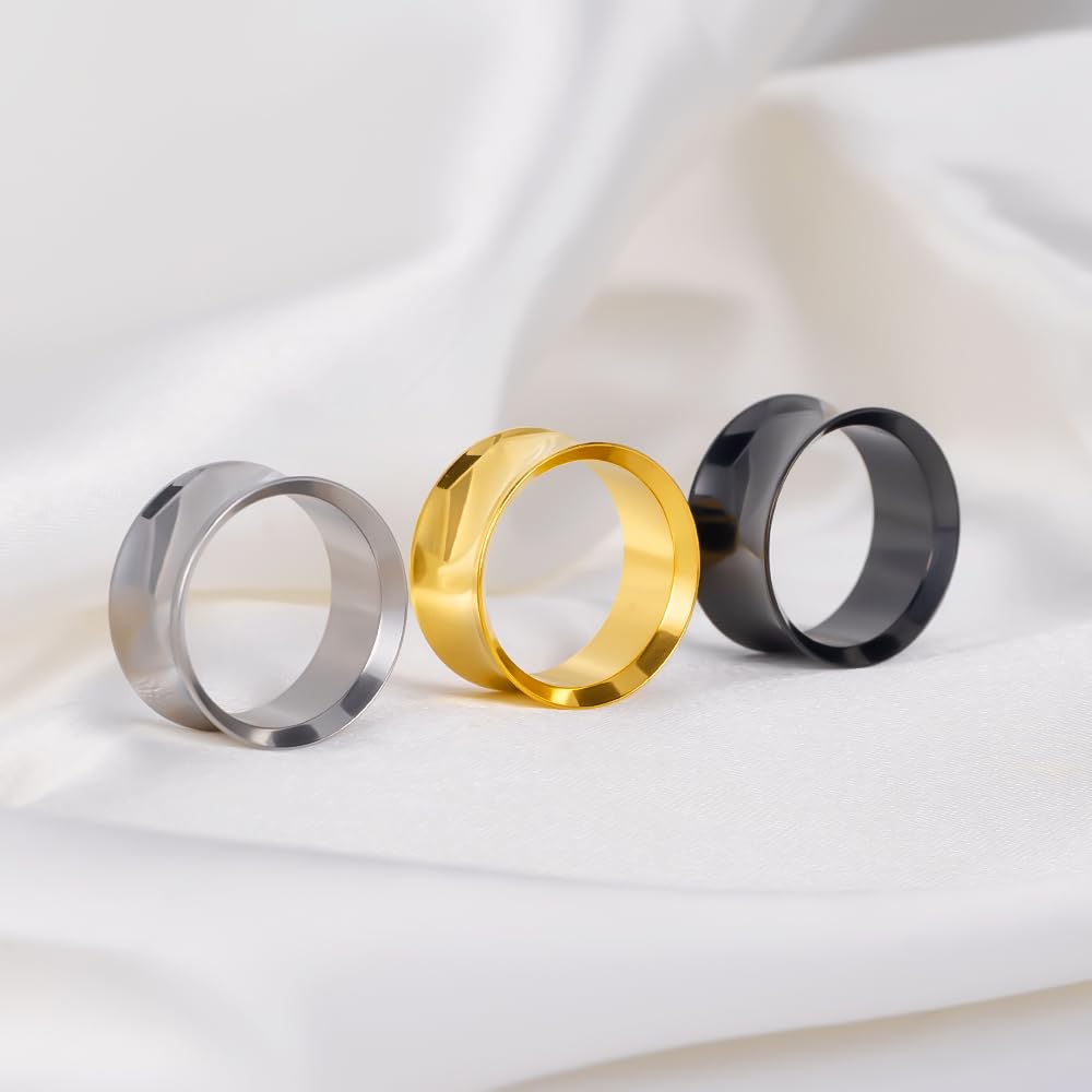 Vankula Tunele do uszu, 1 para Double Flared Flesh Plugs ze śrubą, stal nierdzewna, dla mężczyzn i kobiet, biżuteria 6 mm do 22 mm