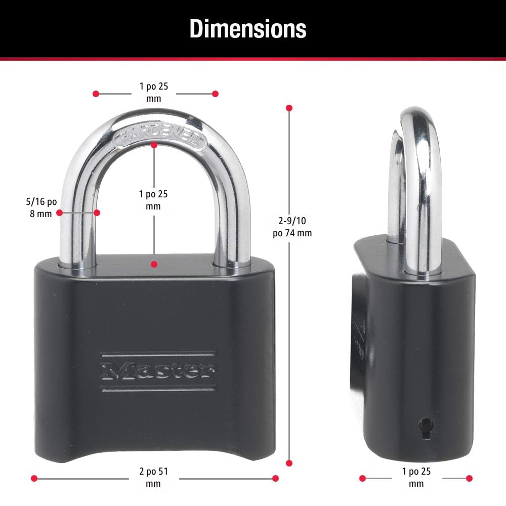Master Lock 1175D Cadenas à Combinaison Laiton 57mm - Pro Series Réinitialisable 4 Chiffres - Haute Sécurité