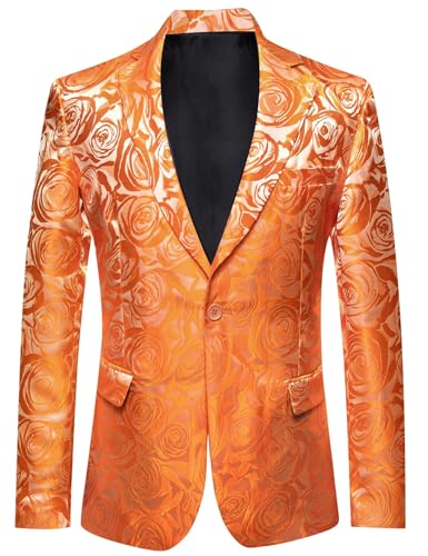Image of Barry.Wang Mens Floral Blazer Suit Jacket Notched Lapel Casual Sport Coat