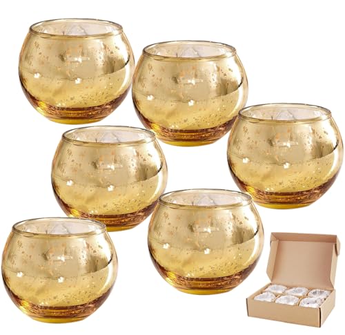 Opiniones de Portavelas semiesférico los 10 mejores. 42 Voyzdx Set De 6 Candelabro Portavelas De Vidrio para La Fiesta De Bodas,Soporte para Portavelas para Velas,Portavelas para Decoración de Mesa,Cenas Románticas,Compromisos-Dorado