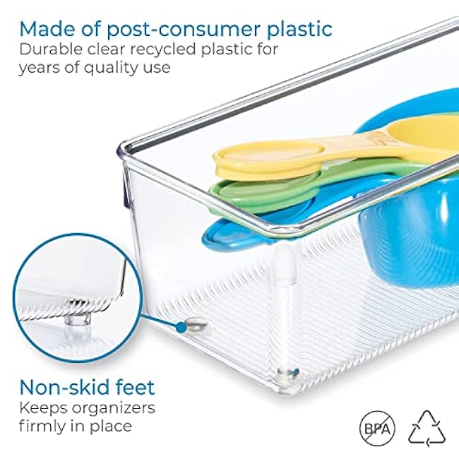 iDesign Utensil Holder and Silverware Organizer for Kitchen Utensils and Countertop Storage, The Linus Collection ¨C Set of 2, 4 x 8 x 3, Clear