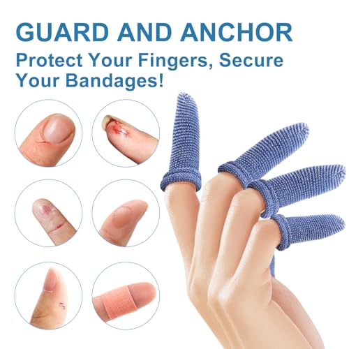 Dimora Finger Cots, Pack of 60 (Large Size) Finger Protectors, Breathable Bandages for Wound Care, Stretchy Sleeves for Gardening, Fitness and Cargo Handling, Blue