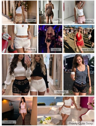 Avidlove Lace Shorts Women's Sheer Low Rise Stretchy Going Out Micro Shorts - image 5
