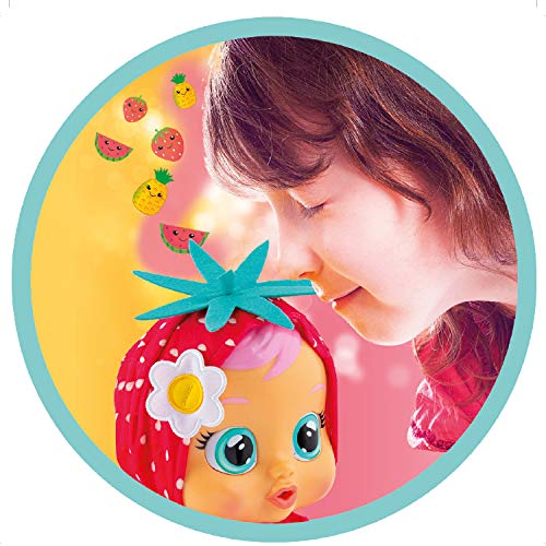51UMb2r3BXL CRY BABIES Tutti Frutti Ella la fraise | Poupée interactive qui pleure de vraies Larmes avec pyjama parfumé au fruit - Poupon idéal pour enfants +18 Mois