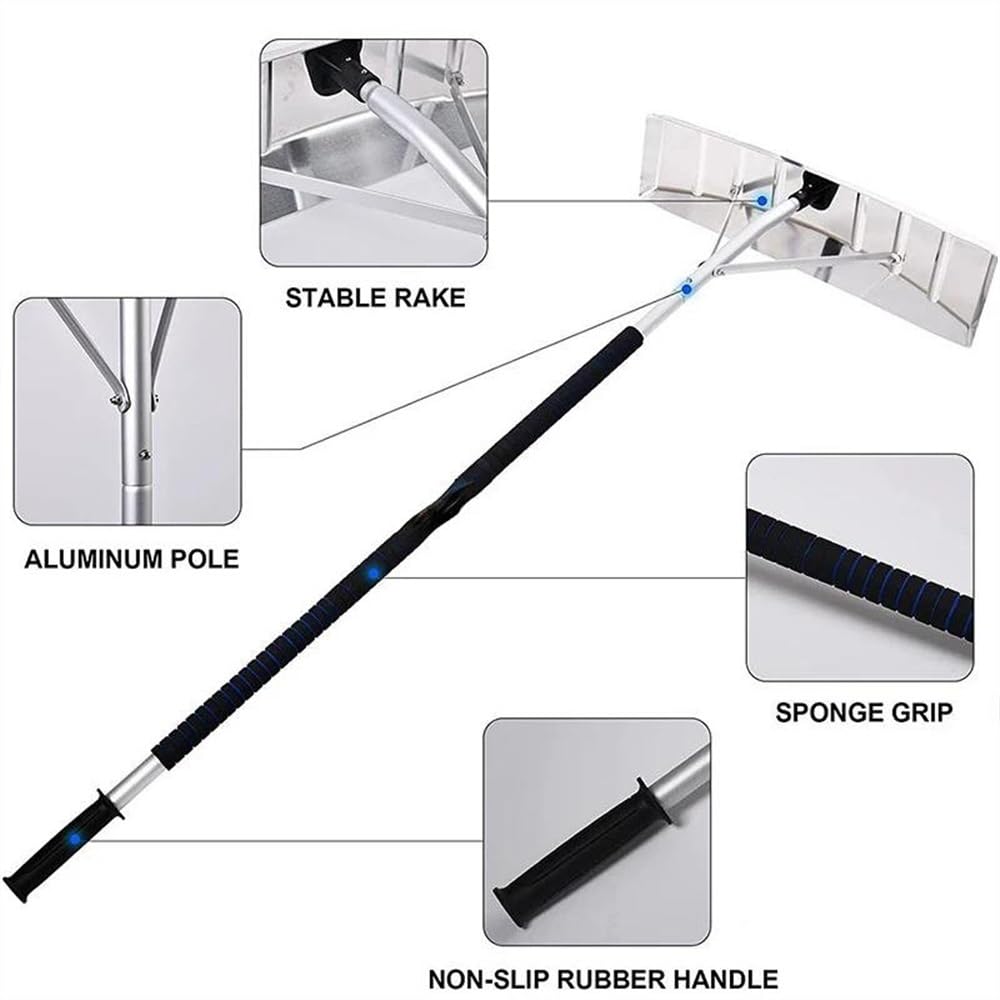 Rascador de Hielo para Coche Pala De Nieve Rastrillo Palo De Extensión Ligero 20 Ft Alto Alcance Aluminio Herramientas De Remoción De Nieve Al Aire Libre Rascadores de Hielo para Coche(A)
