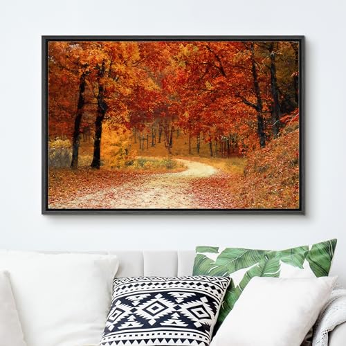 SignfORD Vibrant Orange Autumn Framed Canvas Wall Art - 24"x36"