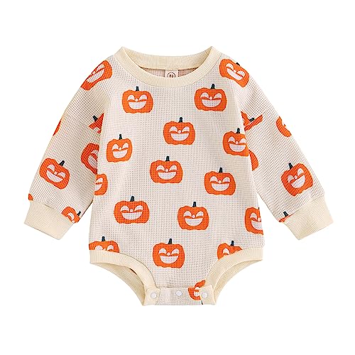 Halloween Baby Girl Boy Clothes Pumpkin Romper Sweatshirt Long Sleeve Bodysuit Top