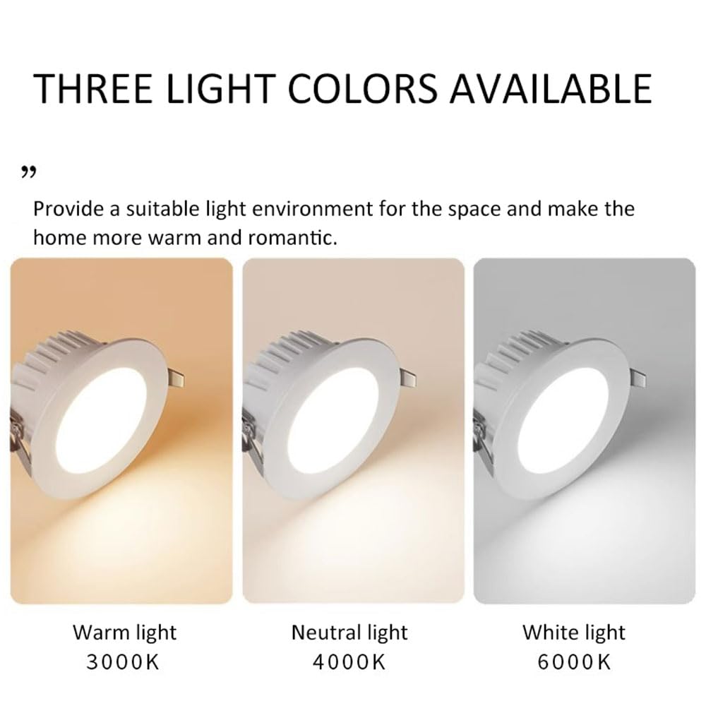Confezione da 4 faretti LED da Incasso 7W/10W/12W, Luce Doccia Impermeabile IP65, Corpo Sottile in Alluminio, Luce da soffitto CRI 90 per Bagno, Camera da Letto, corridoio, apparec