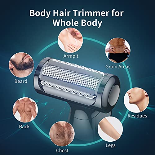Bodygroom,2 in 1 Körperhaartrimmer IPX7 Wasserdicht Elektrischer Intimrasierer Mann Mit 2 Klingenköpfen Elektrischer Balls Trimmer Nass/Trocken Körperrasierer für Leistengegend Achsel Beine (Mode-1) - Image 4