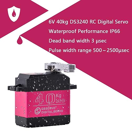 Owootecc 40KG High Torque Digital Servo DS3240 Metal Waterproof 1/10 Scale Servo for R/C Car Robot, Control Angle 180° or 270° (Pink) - Image 4