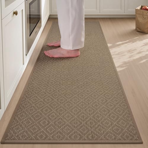 PADOOR Kitchen Runner, Rubber Backed Kitchen Runner Rugs Non Skid Washable, Super Absorbent Kitchen Mats for Floor Front of Sink, 20"x70" Brown Brown Pattern 20"x70"