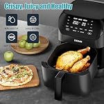 Air Fryer 6.2 QT Large Capacity Oilless Hot Air Fryers Oven 1500W Healthy Cooker with 8 Presets, Digital LCD Touch Screen, Non-Stick Basket, Included Recipe (Black-M)