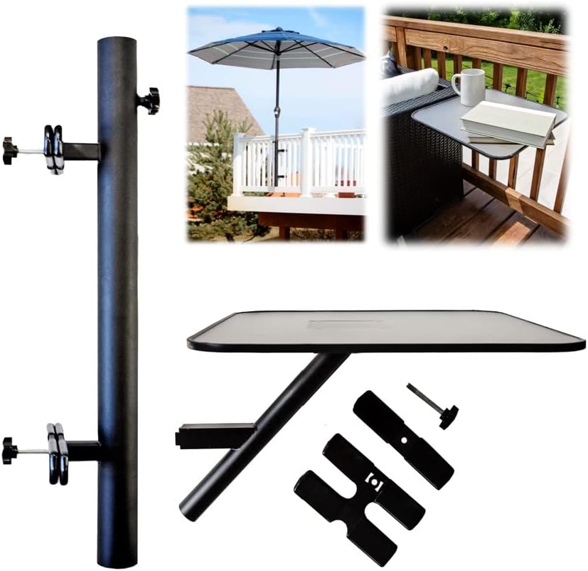 Patio Side Table + Patio Umbrella Holder Easily Attach