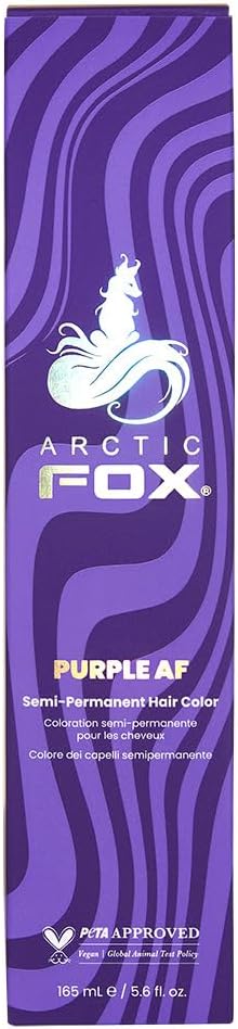 100% Vegan & Cruelty Free Vibrant Semi Permanent Hair Colour Dye - Purple AF 165 ml e
