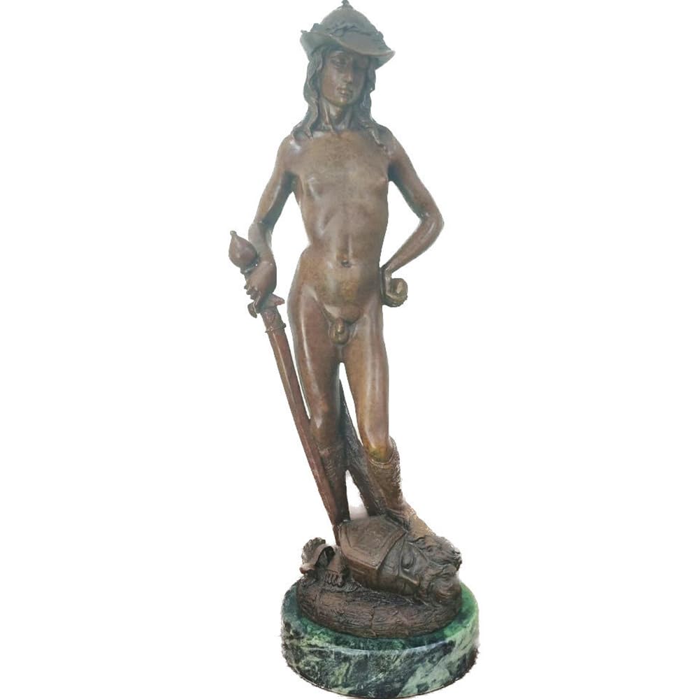 LONDAEE Escultura de bronce de David, estatua de bronce, adorno para decoración del hogar