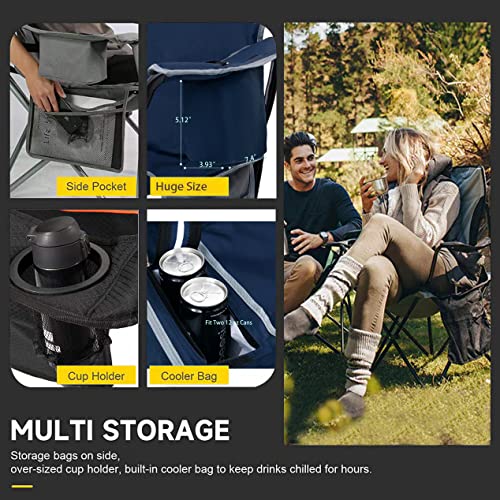 FAIR-WIND-Oversized-Fully-Padded-Camping-Lounge-Recliner-Chair-with-Footrest-Stool-Set-Heavy-Duty-Quad-Folding-Arm-Chair-with-Cooler-Bag-and-Headrest-Support-300-LBS-Blue-Grey