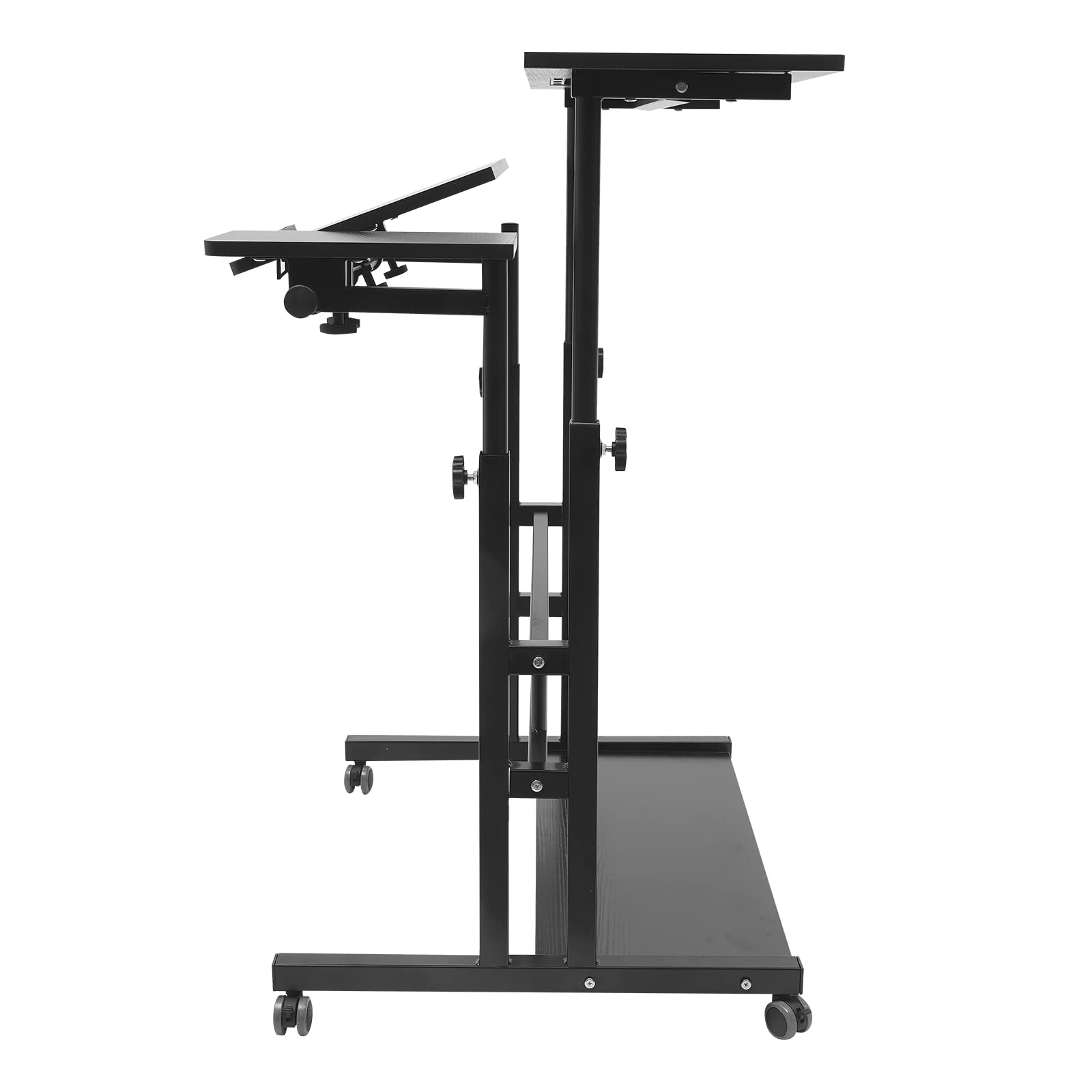 4 in 1 Mobile Stand Up Desk Height Adjustable Laptop Desk with 4 Wheels Tilting Tabletop Rolling Table — view 7