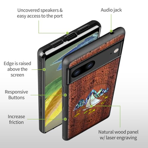 Coque Google Pixel 8 bois et nacre Mandala - Protection unique - 6