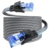 EWIND Anti-Tear Nylon for Cat 8 Ethernet Cable, 50FT Heavy Duty High Speed 40Gbps 26AWG 2000Mhz Internet Network Cable with Gold Plated RJ45 Connector, Durable Shielded LAN Cable for Modem, Router, PC