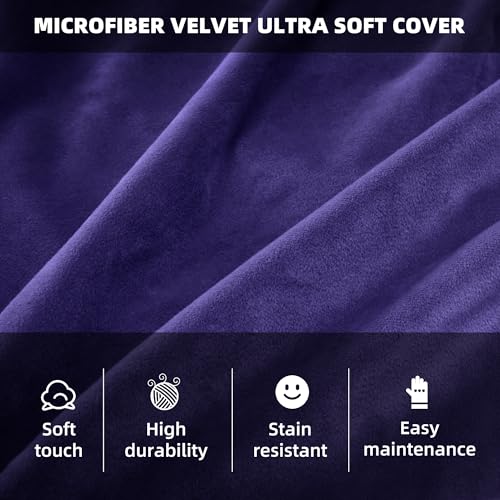 HABUTWAY Bean Bag Chair 3Ft Luxurious Velvet Ultra Soft Fur with High Rebound Memory Foam Bean Bag Chairs for Adults Plush Lazy Sofa with Fluffy Removable Sponge 3' (Purple)