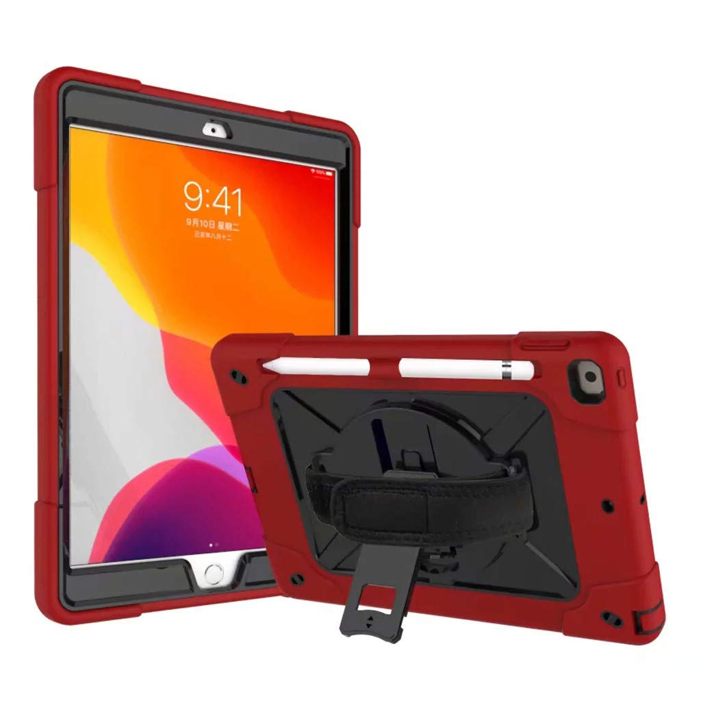 Deng Xuna Case for iPad 7 10.2 Inches 2019, Sturdy Shockproof Silicone Case Cover + Wrist Strap Swivel + Shoulder Strap Compatible with iPad 7th 10.2 Inch, unisex_adult, G, iPad 10.2inch 2019