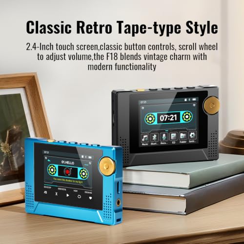 Image of 64GB 80s Retro MP3 Player with HD Speaker,MP3 Cassette Nostalgia Player,Dynamic Retro UI,Tape Drive Shape,Portable Bluetooth MP3 Music Player 50 Hours Long Battery Life, 2.4 inch Touchscreen (Blue)