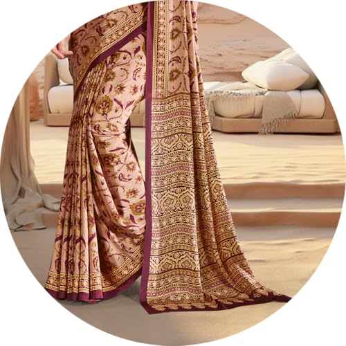 Image of Jaanvi fashion Women's Crepe Silk Saree with Unstitched Blouse Piece | Soft Lightweight Traditional Ethnic Wear Saree for Party, Wedding, Festival