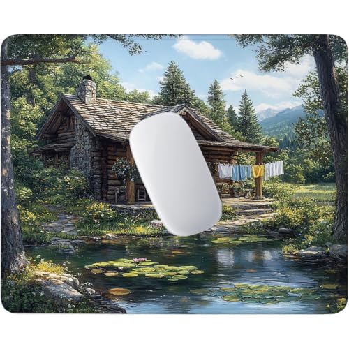 HHQGOUYG Maison en Bois Tapis de Souris Petit Format 34 x 28 cm V-681