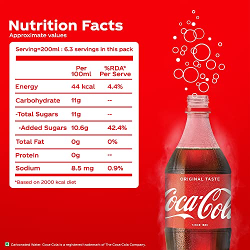 Image of Coca-Cola Original Cold Drink | Soft Drink With Refreshing Fizz | Delicious Cola Flavour | Pet Bottle, 1 L