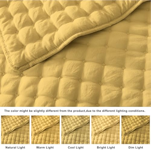 Image of WDCOZY Cloud Soft Quilt Set, King Size, Yellow, 3 Pieces 104x90 inches