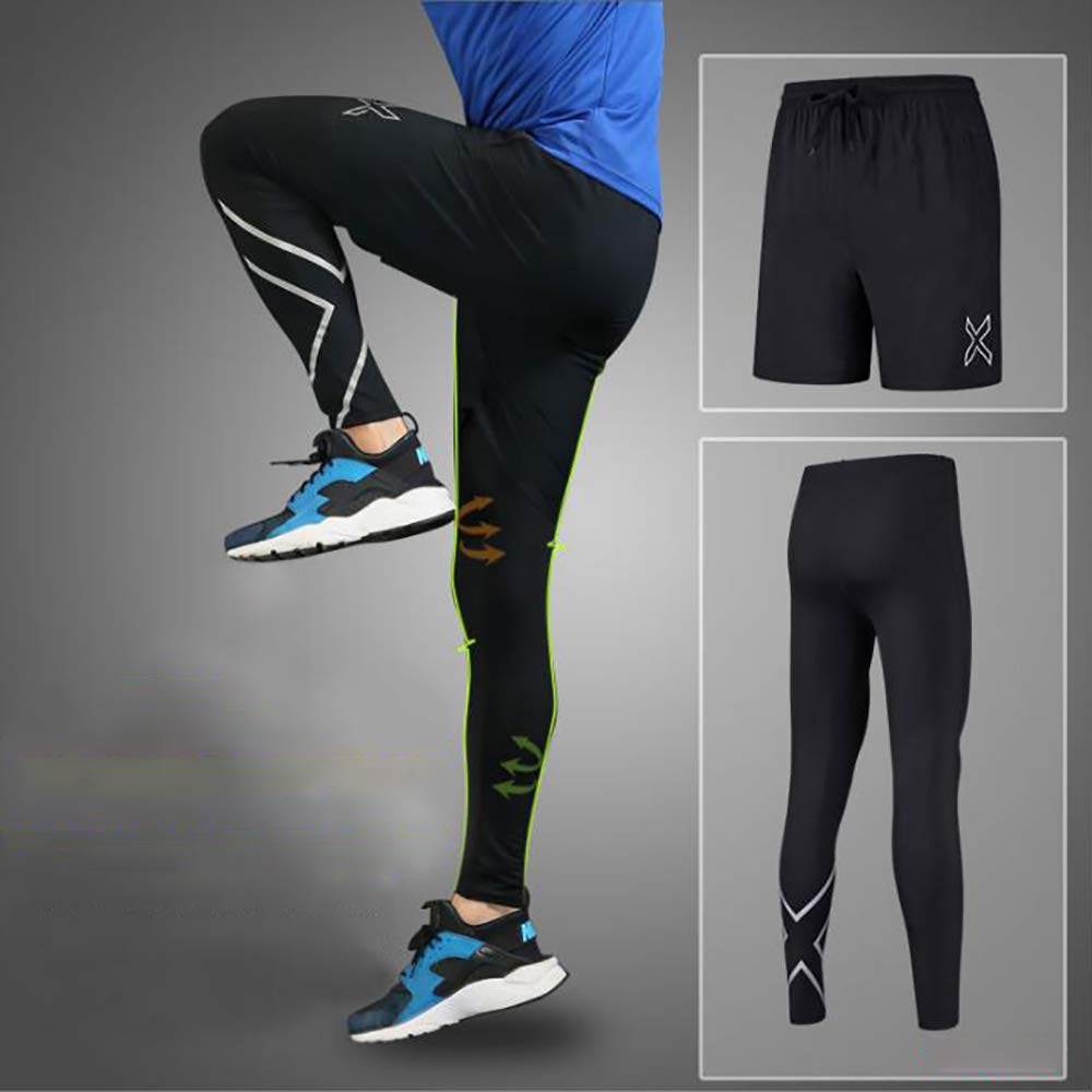 Moda odzież fitness, czteroczęściowy dres treningowy, odzież sportowa dla mężczyzn, elegancka, czarna, L