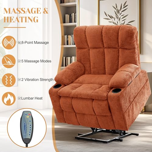 Image of Korser Oversized Dual Motor Power Lift Recliner for Elderly with Adjustable Headrest, Extra Wide Recliner Chairs with Massage and Heat, Electric Lift Chair with Storebox Cupholder, USB Ports, Type C