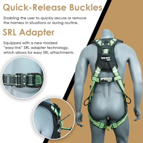 Image of AFP Fall Protection PremiumSafety Harness, Vented & Padded Shoulder, Legs and Back, 3 D-Rings, Tongue Buckle