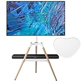 Fydeamer Universal Tripod Easel TV Stand for 32-65 inch LED LCD Screen Flat Curved Screen, Height Adjustable Studio TV Display Stand with 140° Swivel for Bedroom, Living Room, Corner TV Stand (White)