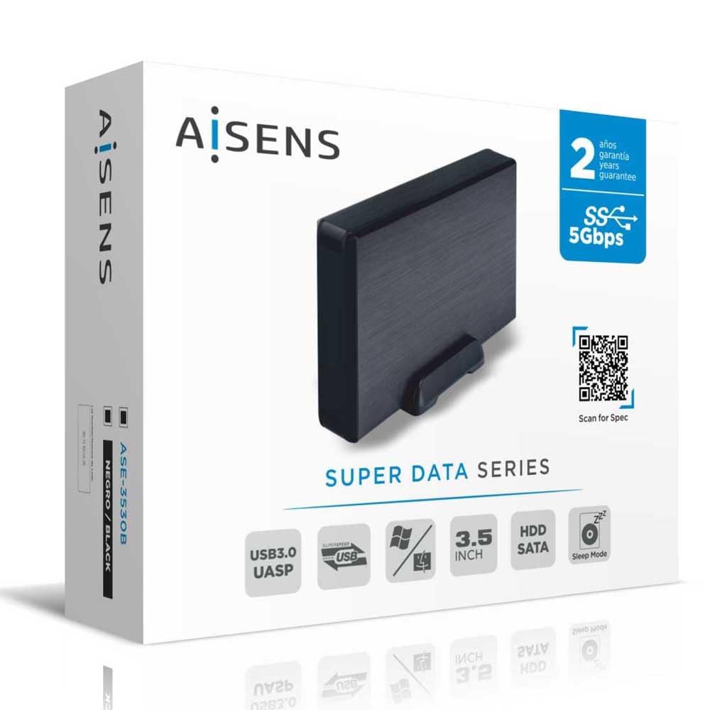 AISENS - ASE-3530B - Box esterno 3,5″ hard disk SATA I, II e III a USB 3.0/USB3.1 GEN1, nero
