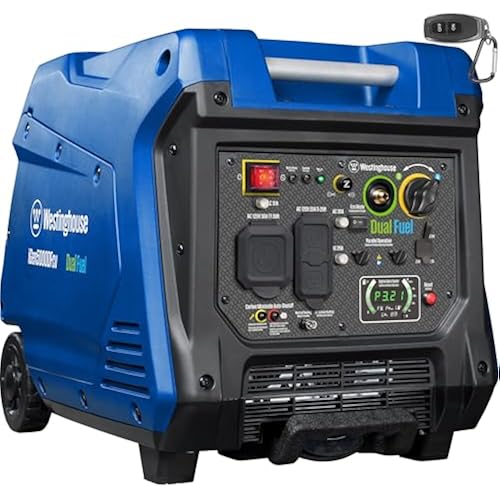 Westinghouse 5000 Peak Watt Super Quiet Dual Fuel Portable Inverter Generator, Wheel & Handle Kit, Gas & Propane Powered, RV Ready, CO Sensor, Parallel Capable