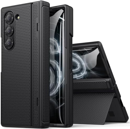 BXYJY for Samsung Galaxy Z Fold 6 Case Stand, Hinge Protector, Dark Black