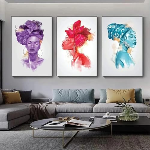 Peinture sur toile abstraite femme africaine décoration murale