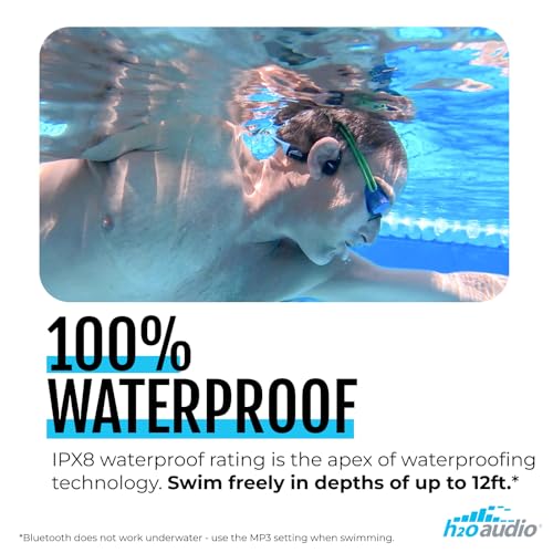 H2O Audio TRI 2 PRO Multi-Sport Waterproof Bone Conduction Open Ear Headphones, Bluetooth 5.3 for Running and Cycling, MP3 Mode for Swimming, IPX8, 8GB Memory, Playlist+ App Included for Streaming