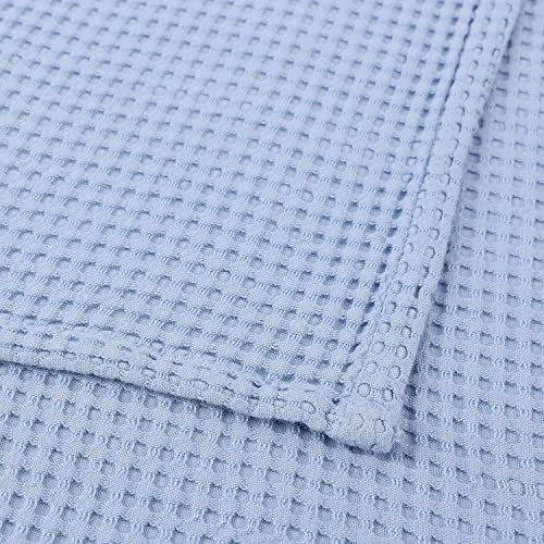 36” X 40” Inches Cooling Baby Waffle Weave Blanket, Ultra-Soft Lightweight Receiving Blanket for Newborn, Breathable Comfortable Baby Swaddle Blanket for Boys and Girls(Steel Blue)3