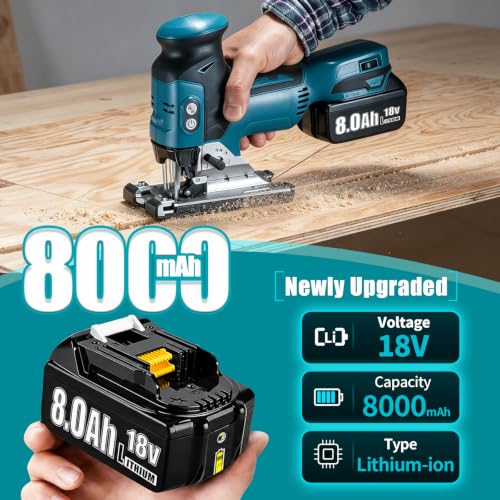 Image of 4PACK 18V 8000Ah Lithium Ion Replacement for Makita Battery | BL1830 BL1850 BL1860 BL1820 BL1845 BL1825 BL1835 BL1840 Compatible with Makita 18V Battery