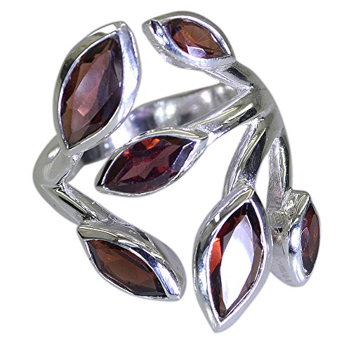 Bague grenat marquise en argent pour son anniversaire, pierre de naissance unique