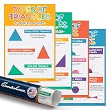 Quarterhouse 4 Poster Types of Triangles and Angles Set, Math Classroom Learning Materials for K-12 Students and Teachers, 12 x 18 Inches, Made in USA