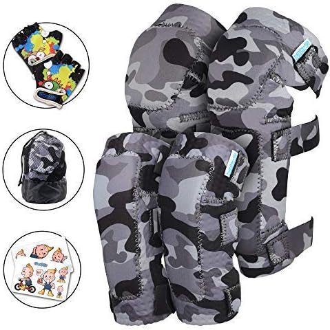 Innovative Soft Kids Knee and Elbow Pads with Bike Gloves I Toddler Protective Gear Set w/Mesh Bag I Bike, Roller-Skating, Skateboard Knee Pads for Kids Child Boys Girls