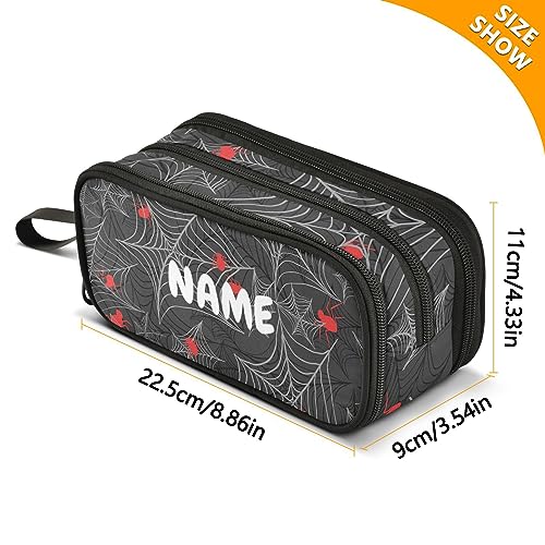Image of ZAZYXTJ Custom Personalized Gothic Spider Web Large Capacity Pencil Case 3 Compartment Pen Pouch Storage Canvas Makeup Bag for School Office Teen Girl Boy Men Women
