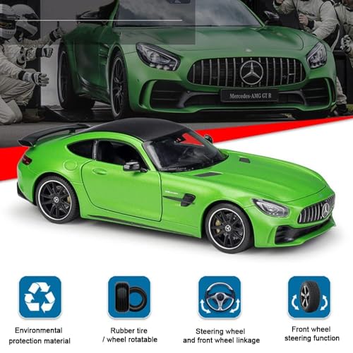 Image of Invite Enterprise Exquisite Car Model 1:24 Mrcedes Benz Amg Gtr Toy Cars Model Car, Zinc Alloy Pull Back Toy Car With Sound And Light For Kids Boy Girl Gift (1:24 Amg Gtr - Green)