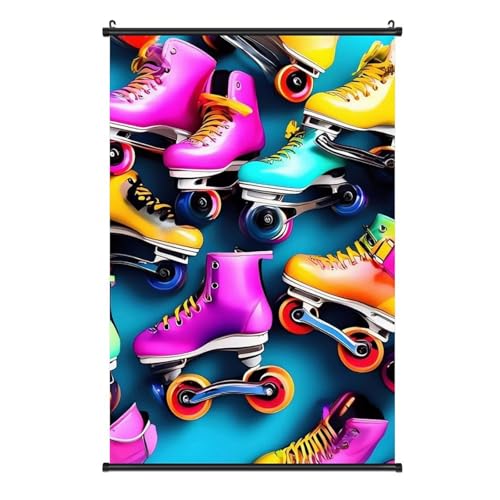 Poster toile patins à roulettes 40x61 cm QMNLKH avec crochet amovible